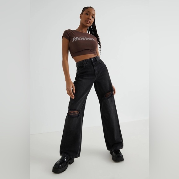 Garage Street Wide Leg Jean - Black Destructed size 00 - Picture 1 of 13